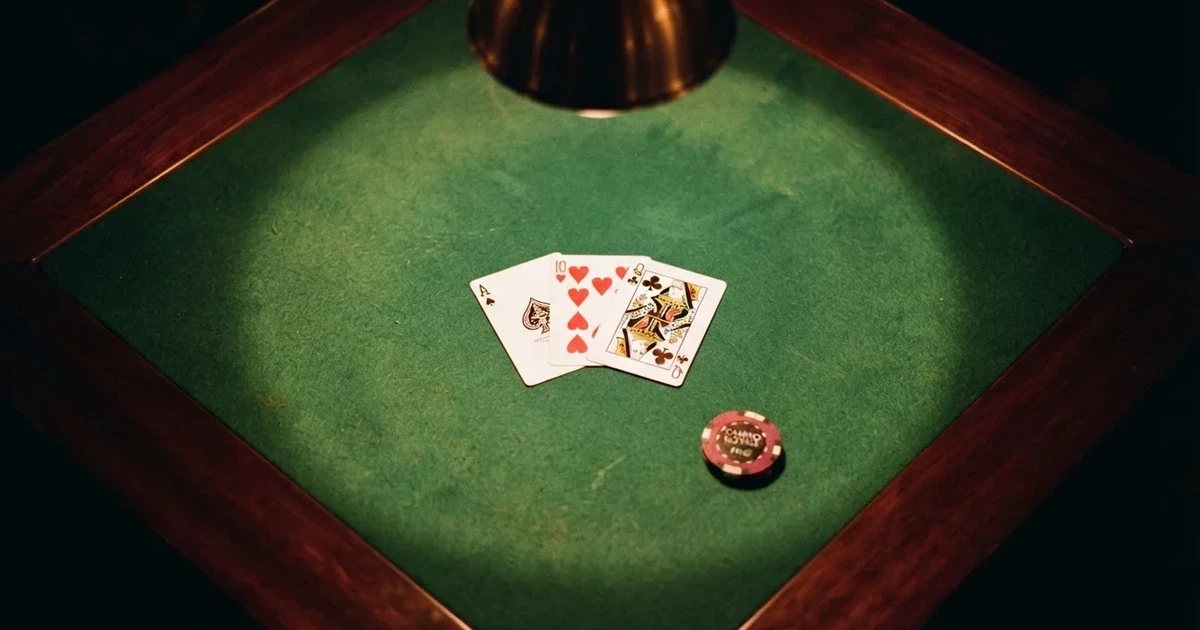Mesa de jogo iluminada com cartas, vista de cima — caça-níqueis grátis em portugal