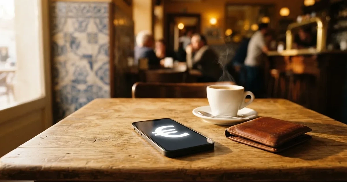 Telemóvel numa mesa de madeira ao lado de uma carteira e de uma chávena de café — casinos com maestro em portugal