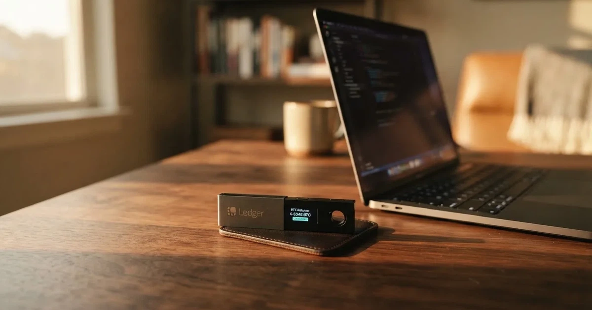 Carteira de hardware e computador portátil numa secretária, com luz suave — cassino sem verificação em portugal