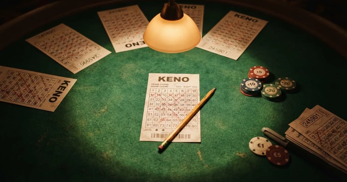 Mesa de jogo iluminada com cartas, vista de cima — keno em cassino pt