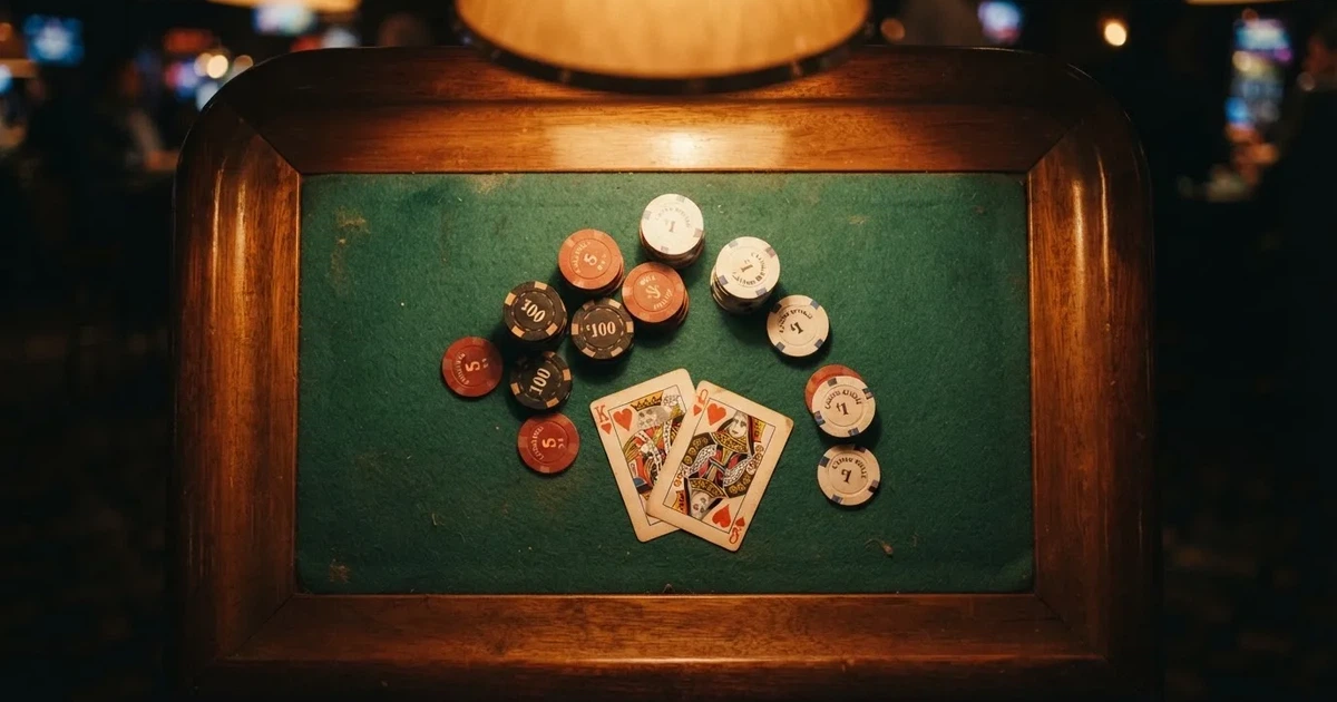 Mesa de jogo iluminada com cartas, vista de cima — roleta americana em portugal