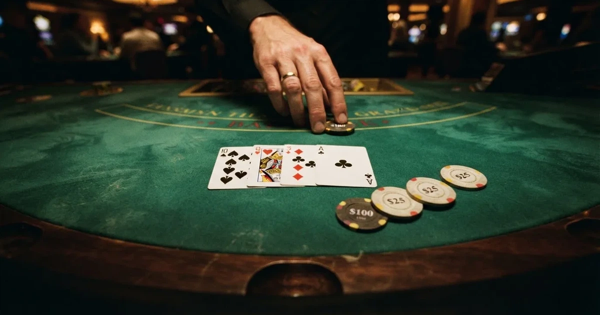 Mesa de jogo iluminada com cartas, vista de cima — slots demo em portugal